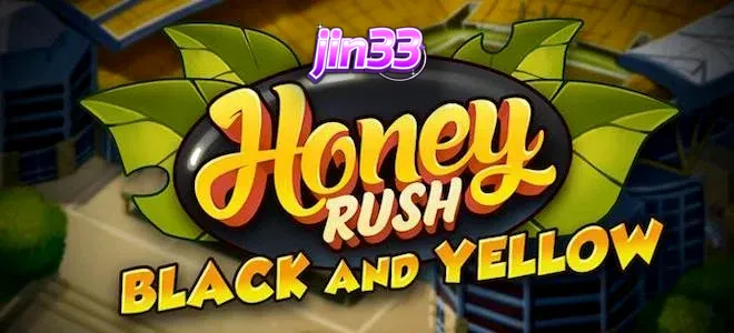 Tampilan visual slot Honey Rush Black and Yellow dengan desain heksagonal yang modern
